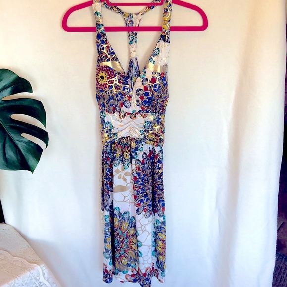 India Boutique Dresses & Skirts - India Boutique - colorful party dress, strappy back, gathered waist w/tie back